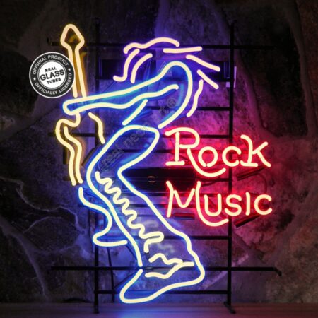 Rock Music Gitarist Neon Verlichting 60 x 75 cm - Multicolor | Real Neon Art
