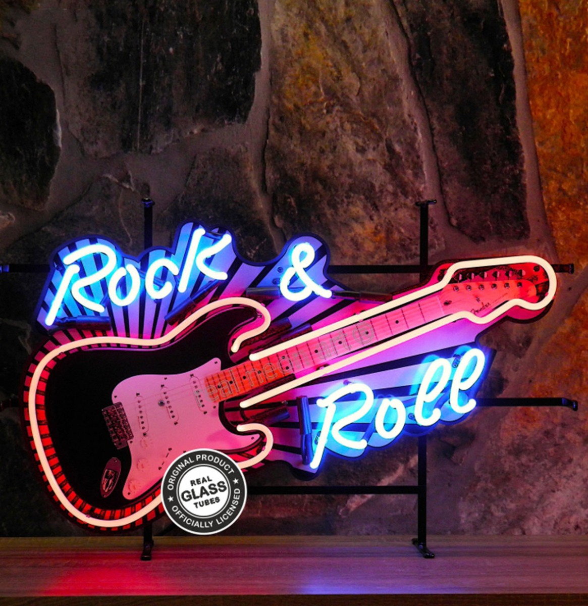Rock & Roll Gitaar Neon Verlichting 80 x 50 cm - Blauw