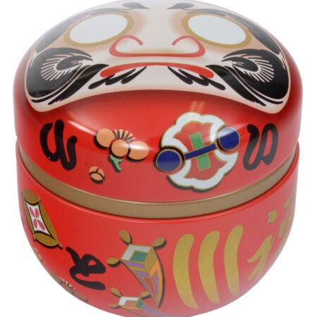 Rood roestvrijstalen theeblik Daruma - 8.25cm 80g