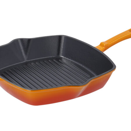 Gietijzeren grillpan 24 cm (oranje)