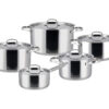 Set van 5 RVS pannen (RVS deksel)