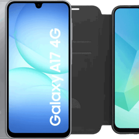 Samsung Galaxy A17 128GB Grijs 5G + BlueBuilt Book Case Zwart