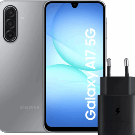 Samsung Galaxy A17 128GB Grijs 5G + Samsung Oplader 25 Watt Zwart