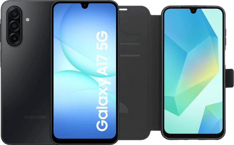 Samsung Galaxy A17 128GB Zwart 5G + BlueBuilt Book Case Zwart
