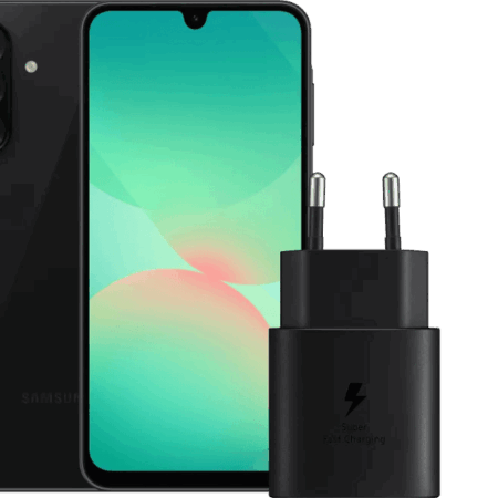 Samsung Galaxy A26 128GB Zwart 5G + Samsung Oplader 25 Watt Zwart