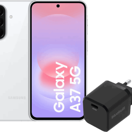 Samsung Galaxy A37 128GB Wit 5G + BlueBuilt Oplader met Usb C Poort 45W Zwart