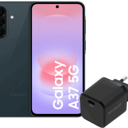 Samsung Galaxy A37 256GB Donkergroen 5G + BlueBuilt Oplader met Usb C Poort 45W Zwart