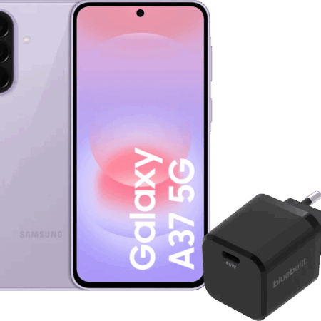 Samsung Galaxy A37 256GB Roze 5G + BlueBuilt Oplader met Usb C Poort 45W Zwart
