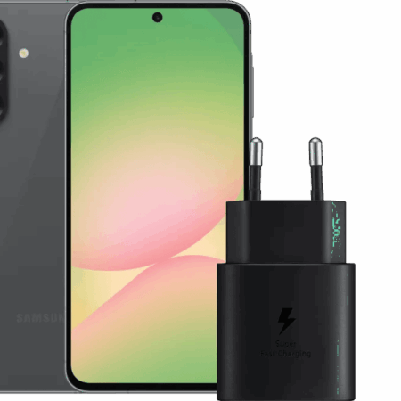 Samsung Galaxy A56 128GB Zwart 5G + Samsung Oplader 25 Watt Zwart