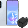 Samsung Galaxy A57 256GB Lichtblauw 5G + BlueBuilt Oplader met Usb C Poort 45W Zwart