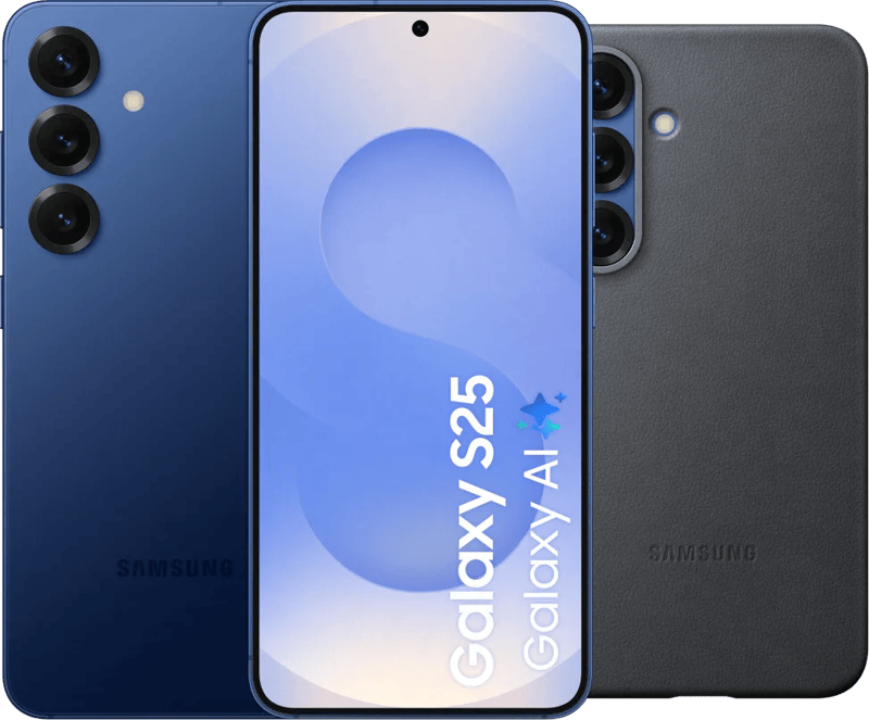 Samsung Galaxy S25 128GB Donkerblauw 5G + Samsung Kindsuit Back Cover Zwart
