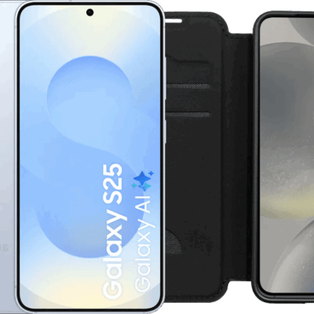Samsung Galaxy S25 256GB Lichtblauw 5G + BlueBuilt Book Case Zwart
