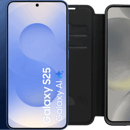 Samsung Galaxy S25 512GB Donkerblauw 5G + BlueBuilt Book Case Zwart