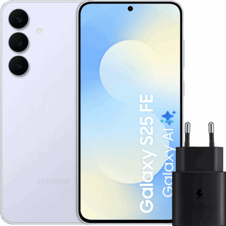 Samsung Galaxy S25 FE 256GB Lichtblauw 5G + Samsung Oplader 25 Watt Zwart
