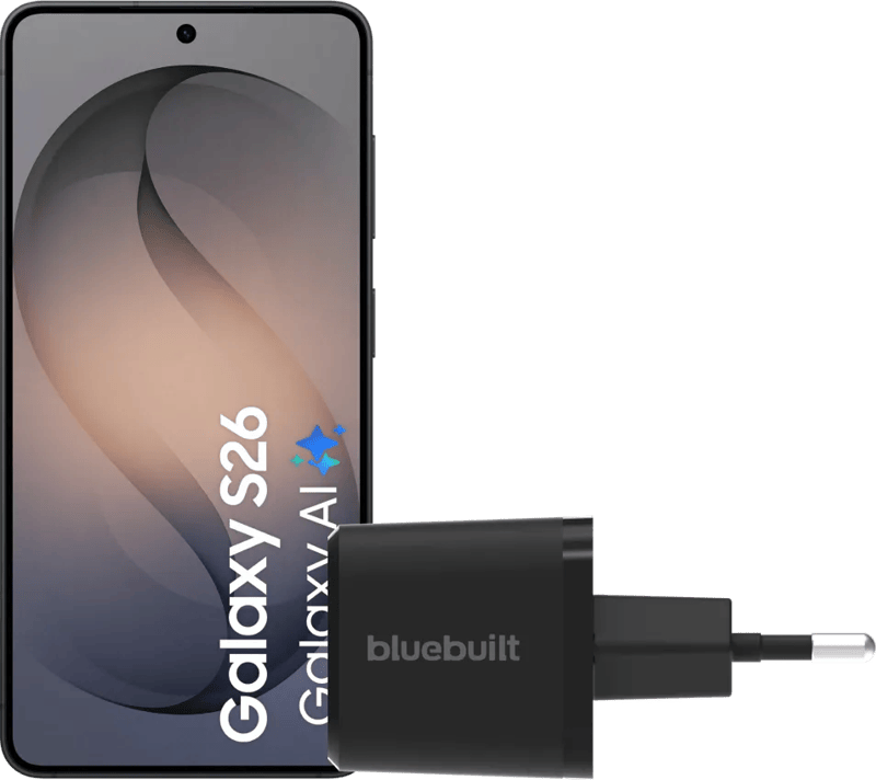 Samsung Galaxy S26 256GB Zwart 5G + BlueBuilt Oplader 65 Watt Zwart