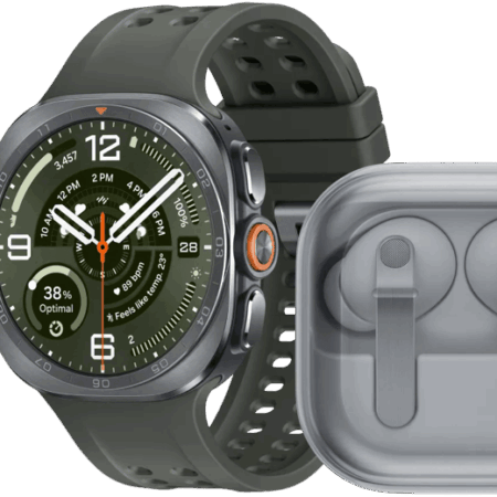Samsung Galaxy Watch Ultra 2 5G Titanium Zilver/Groen 47mm + Samsung Galaxy Buds4 Pro Wit