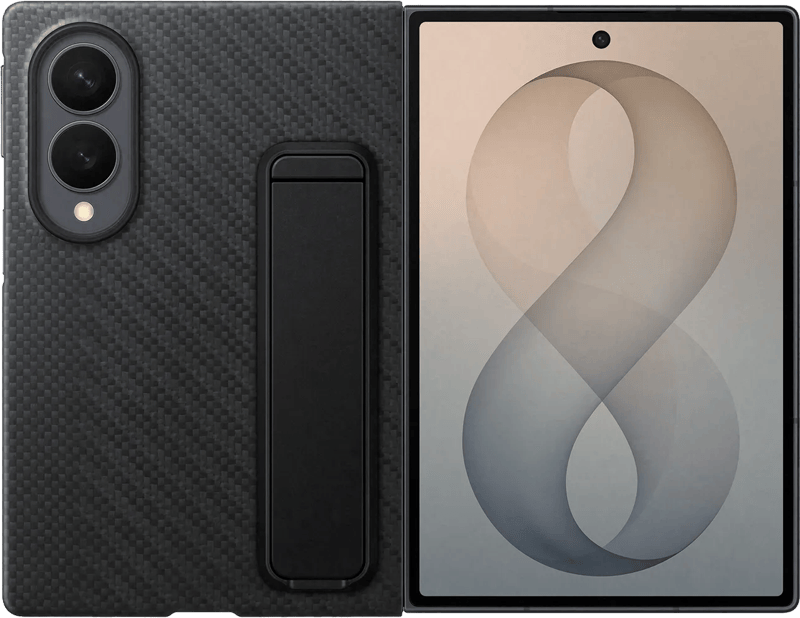 Samsung Galaxy Z Fold 8 Standing Grip Back Cover met Magneet Zwart