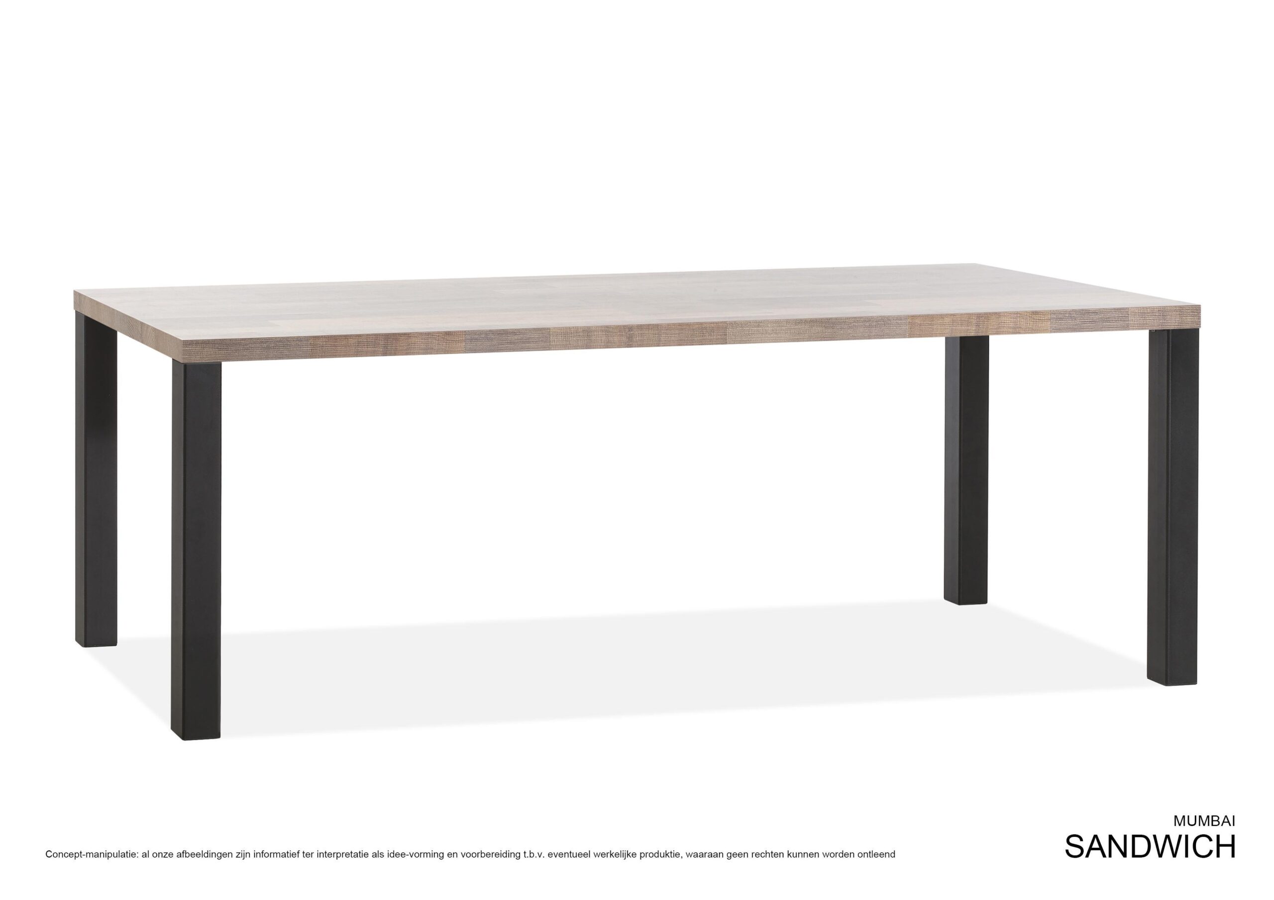 Sandwich eetkamertafel 190x90