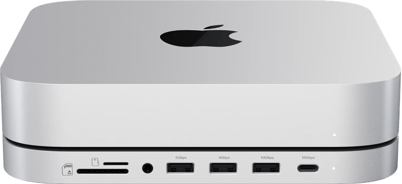 Satechi Aluminum Mac Mini/Mac Studio Stand Hub Zilver met SSD slot