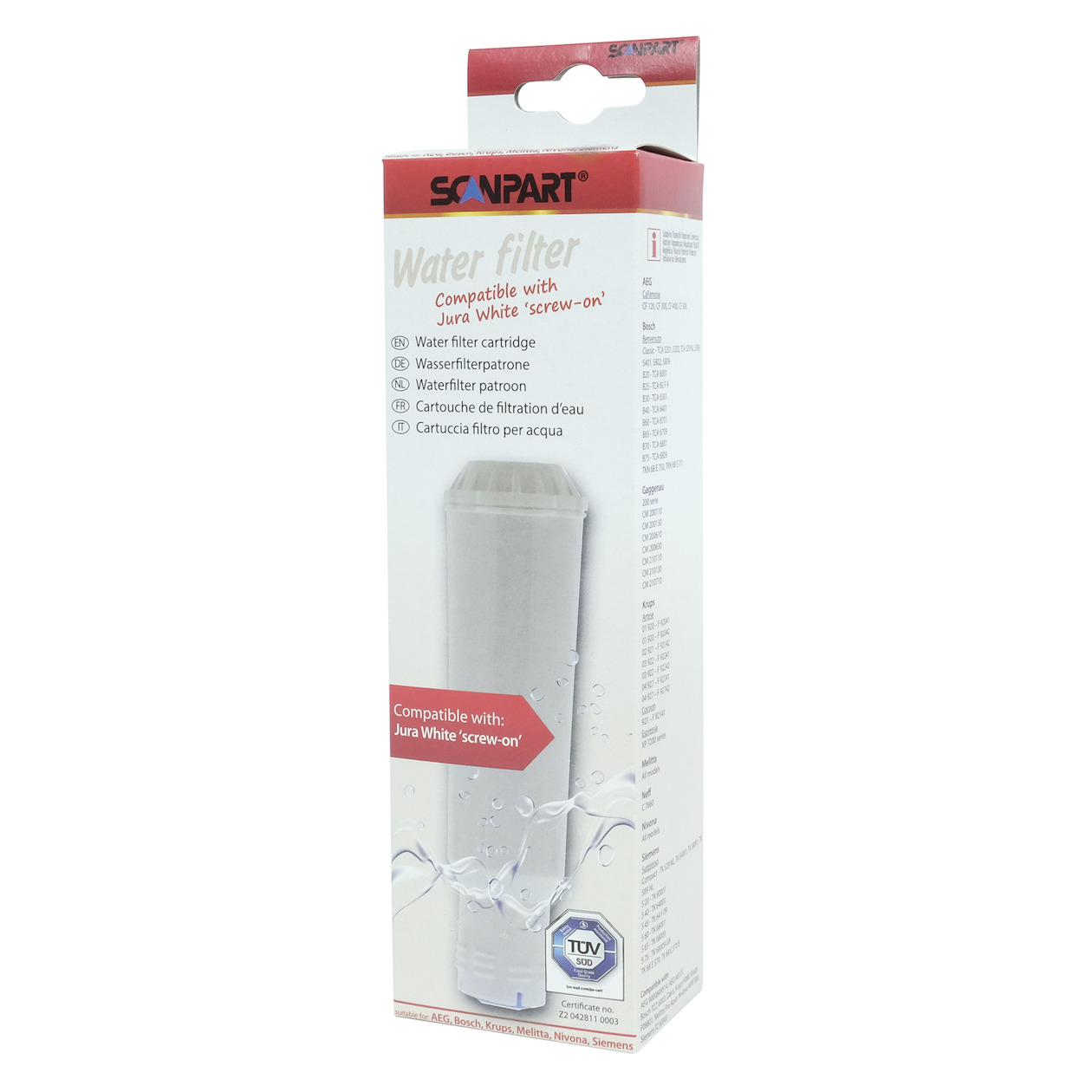 Scanpart waterfilterpatroon schroefbaar Jura Wit Koffie accessoire Wit | Scanpart