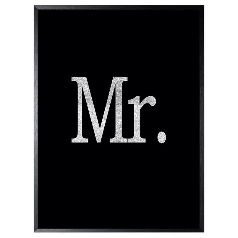 Schilderij 32x42cm Mr. print silver