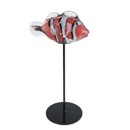 Sculptuur Fish o/standaard oranje/wit glas