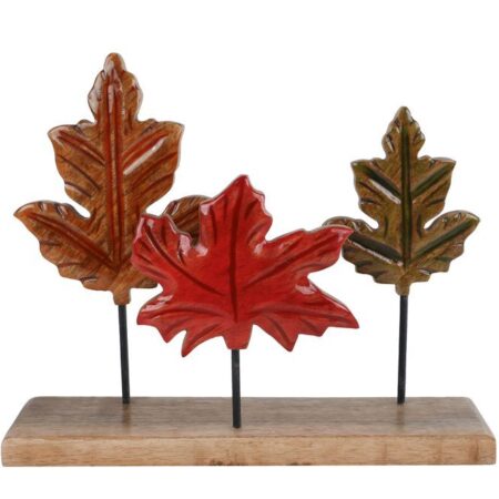 Sculptuur Leaves bruin/groen mango/metaal