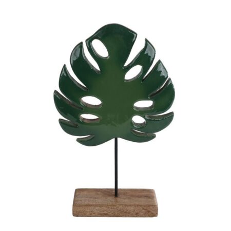 Sculptuur Monstera groen/naturel mango