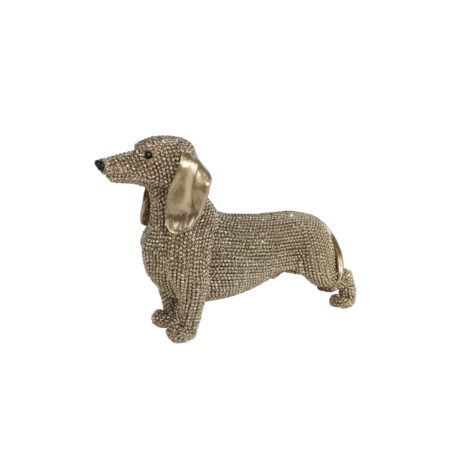 Sculptuur Teckel goud poly 18