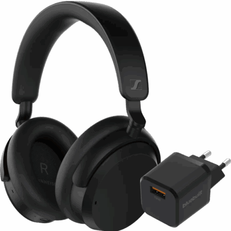 Sennheiser Accentum Wireless Zwart + BlueBuilt Quick Charge Oplader met Usb A Poort 18W