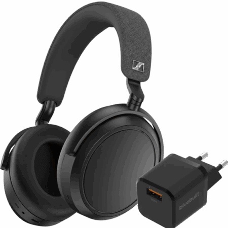 Sennheiser Momentum 4 Wireless Zwart + BlueBuilt Quick Charge Oplader met Usb A Poort 18W