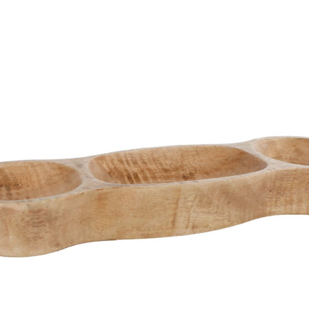 Serveerschaal Blake 3-vaks naturel mango 38x12x5cm
