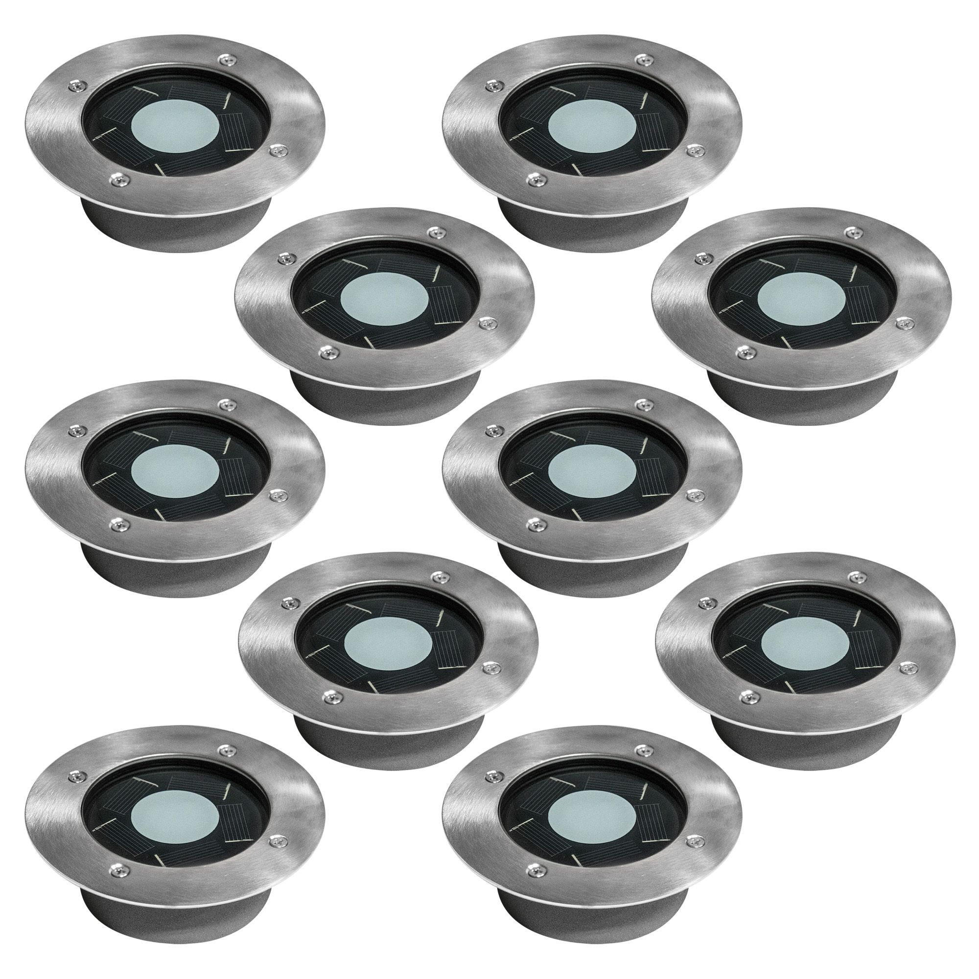 Set 10 Stuks Puck Grondspot Solar LED