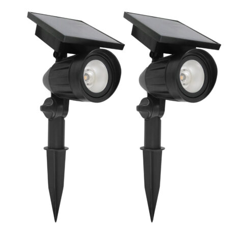 Set 2 Stuks LED Solar Tuinspot Zwart