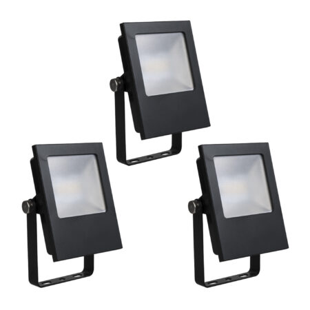 Set 3 Stuks LED Floodlight Zwart
