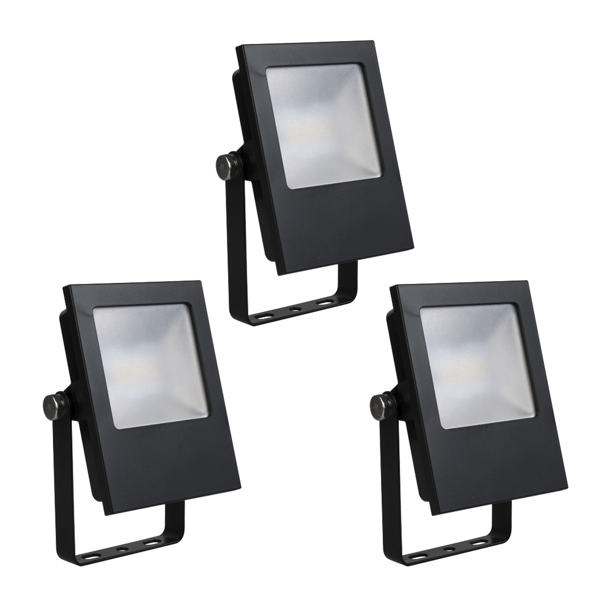 Set 3 Stuks LED Floodlight Zwart