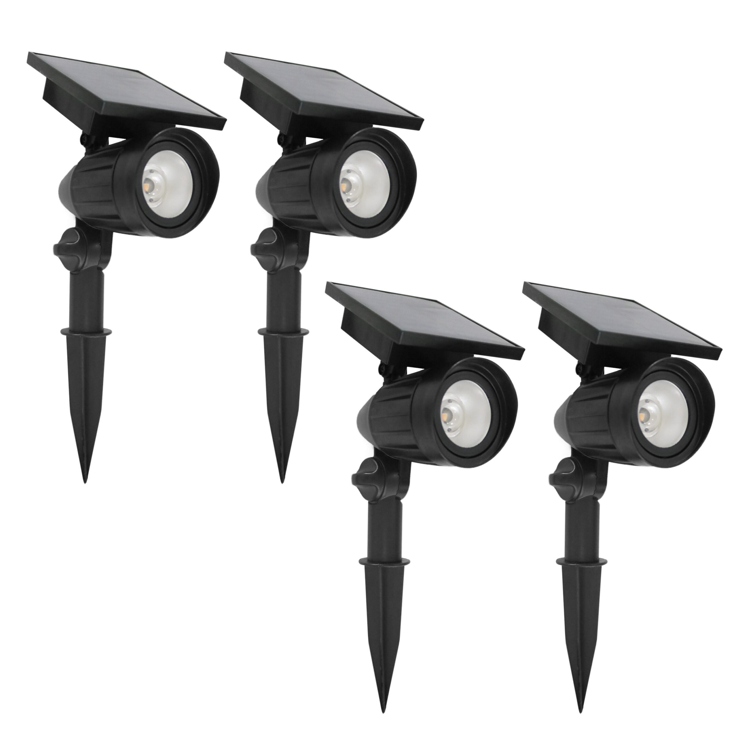 Set 4 Stuks LED Solar Tuinspot Zwart