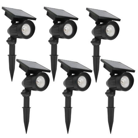 Set 6 Stuks LED Solar Tuinspot Zwart