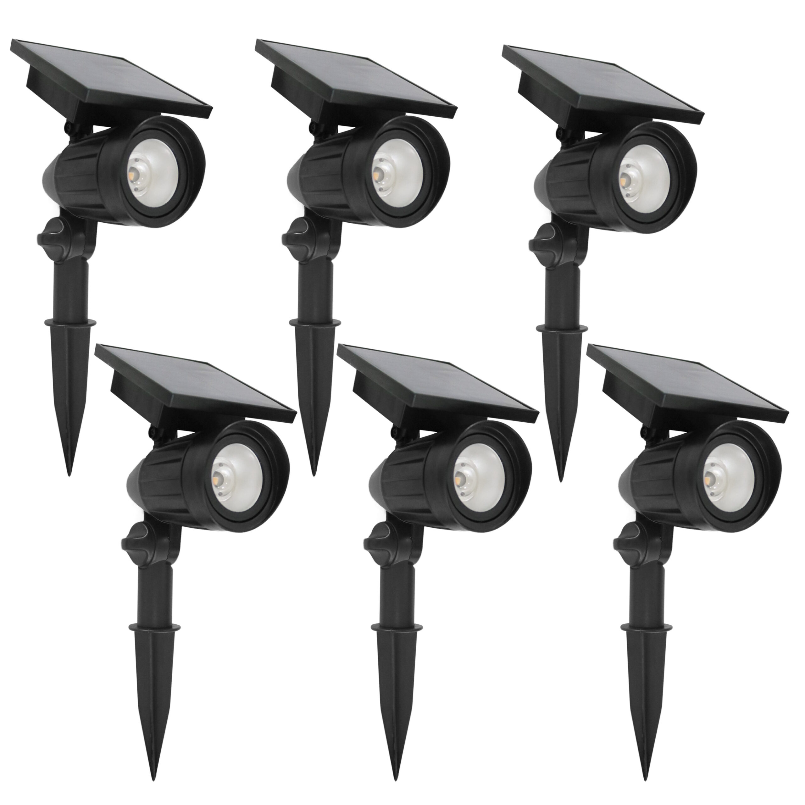 Set 6 Stuks LED Solar Tuinspot Zwart