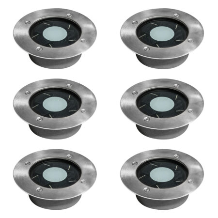 Set 6 Stuks Puck Grondspot Solar LED