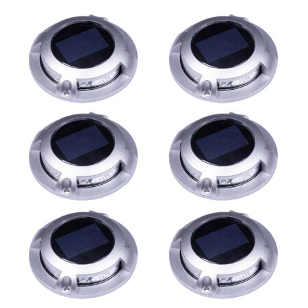 Set 6 Stuks Solar Decklight RVS