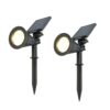 Set van 2 Bend solar prikspots - Incl. Schemerschakelaar - 3000K warm wit - 2 lichtstanden - 75lm - 6-9 uur brandtijd - Kantelbaar en richtbaar - IP65 waterdicht | HOFTRONIC
