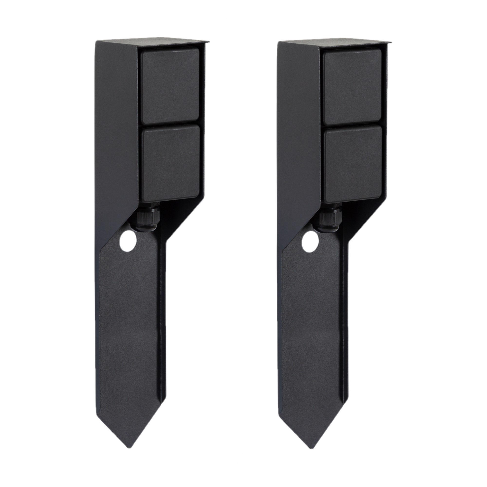 Set van 2 Buitenstopcontact Double Spike Tuinstopcontact Zwart