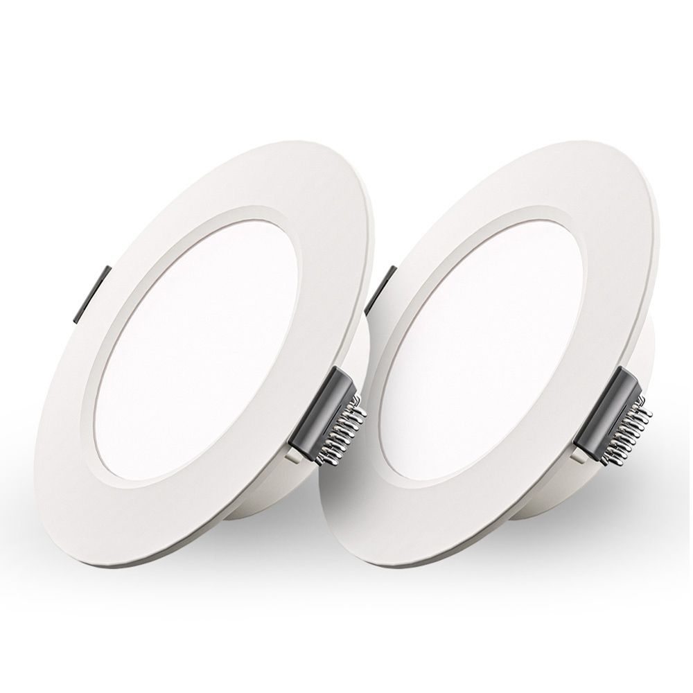 Set van 2 Georgia LED Inbouwspots - 3W 300lm - Rond - 6500K - Ø100 mm - IP20 - Wit | HOFTRONIC