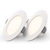 Set van 2 Georgia LED platte Inbouwspots wit - 6 Watt 490lm - Rond - 2700K warm Wit - Ø120 mm - IP20 voor binnen - Inbouwdiepte 25mm | HOFTRONIC