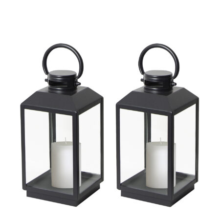 Set van 2 Newport Windlicht Zwart Small