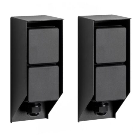 Set van 2 Tuinstopcontact Double Wall Buitenstopcontact Zwart