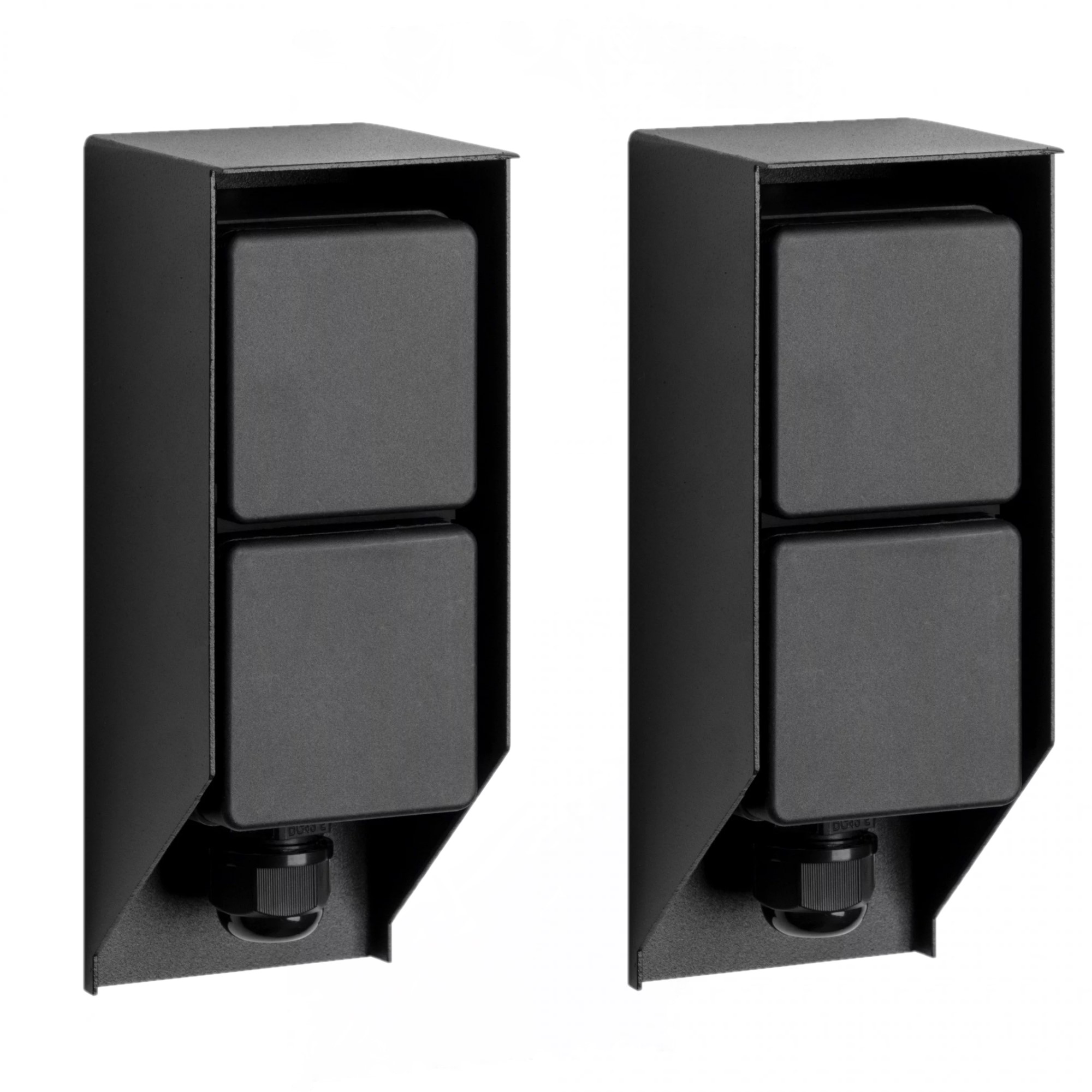 Set van 2 Tuinstopcontact Double Wall Buitenstopcontact Zwart