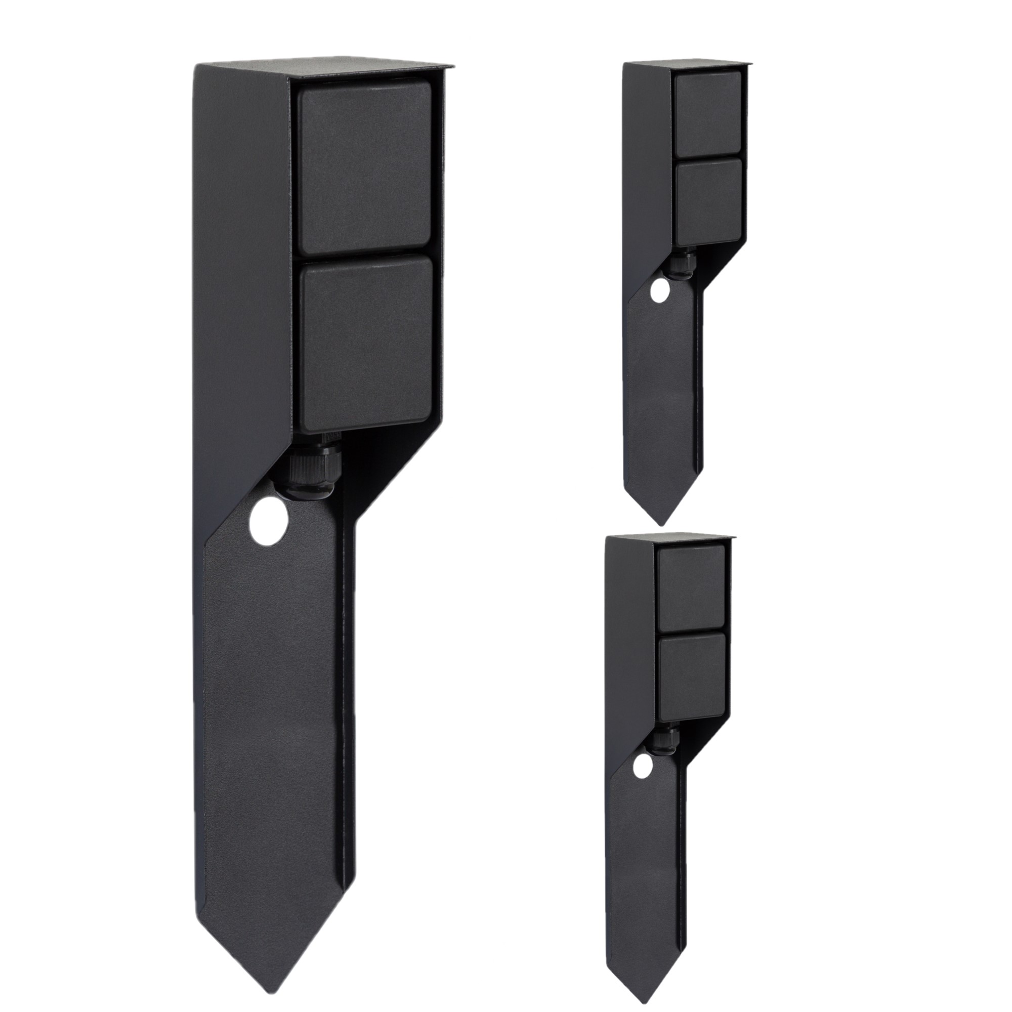 Set van 3 Buitenstopcontact Double Spike Tuinstopcontact Zwart