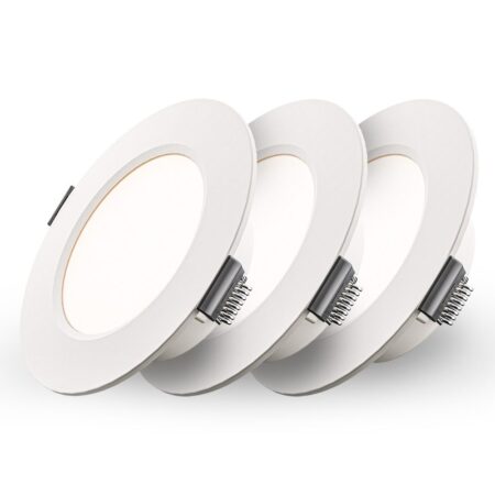Set van 3 Georgia LED platte Inbouwspots wit - 3W 155lm - Rond - 4000K Neutraal Wit - Ø100 mm - IP20 voor binnen - Inbouwdiepte 25mm | HOFTRONIC